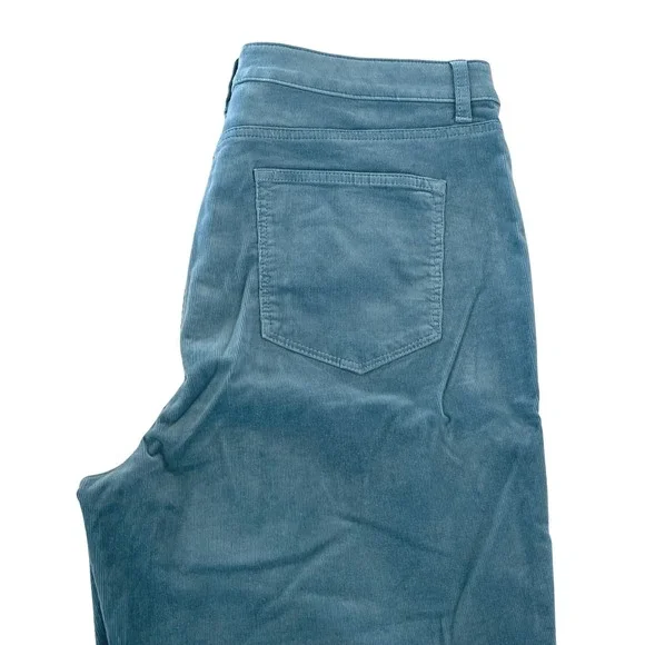Talbots 16P Corduroy Straight Leg Pants Teal Blue Denim Petite Women - Picture 3 of 8
